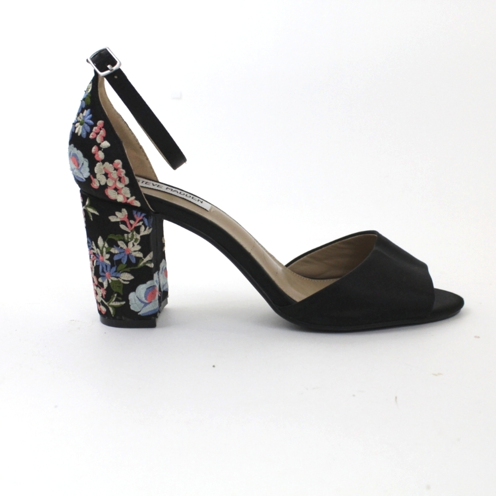 Steve Madden Delilah Floral Embroidered Satin Heels Size 9